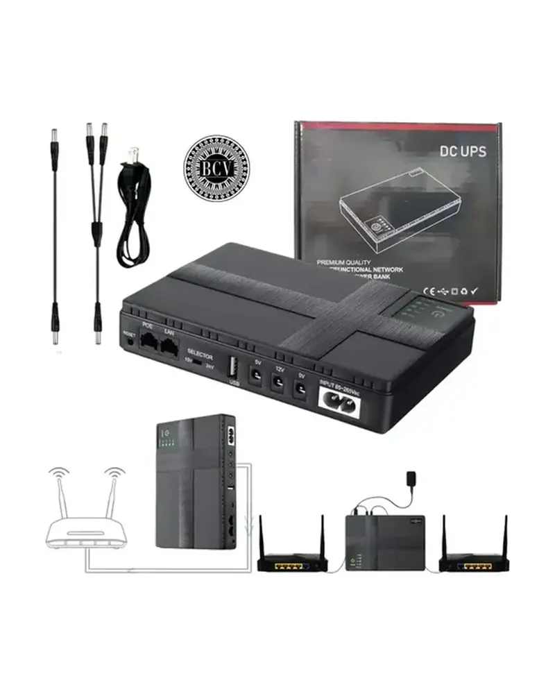 Mini UPS para módem, router y antenas Wi-Fi, salidas de 9, 12, 15 V y PoE 24 V, foto 1 de 4