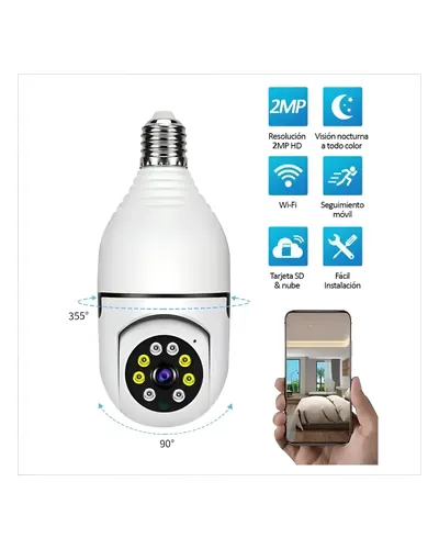 Cámara en bombillo E27 Wi-Fi PTZ 2MP