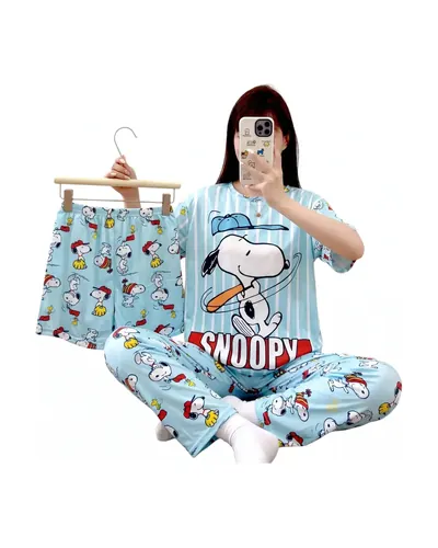 Pijama de dama 3 piezas en franela, foto 2 de 4
