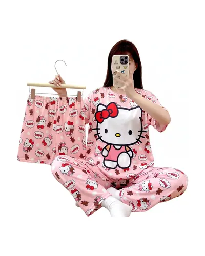 Pijama de dama 3 piezas en franela, foto 3 de 4
