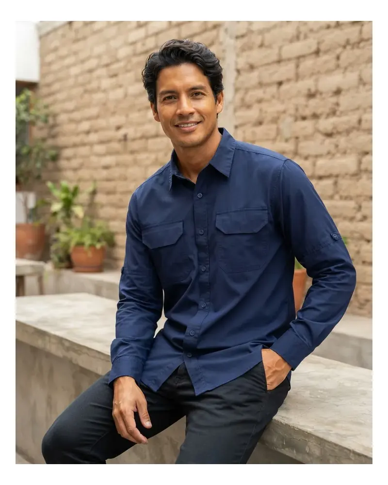 Camisa de caballero tipo Columbia, 100 % algodón, foto 1 de 4