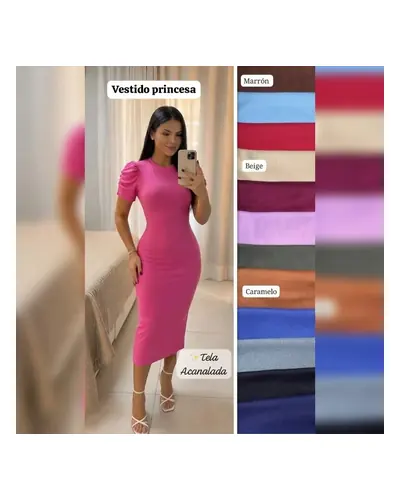 Vestido casual de dama en tela acanalada, foto 3 de 4