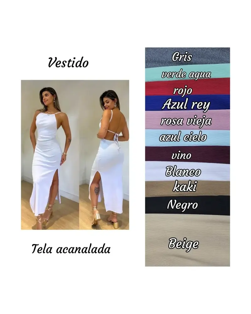 Vestido largo juvenil en tela acanalada, foto 1 de 1