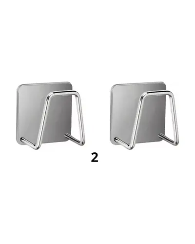 Porta esponja de acero inoxidable autoadhesivo, 2 unidades