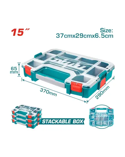 Caja organizadora plástica apilable de 15" (Total)