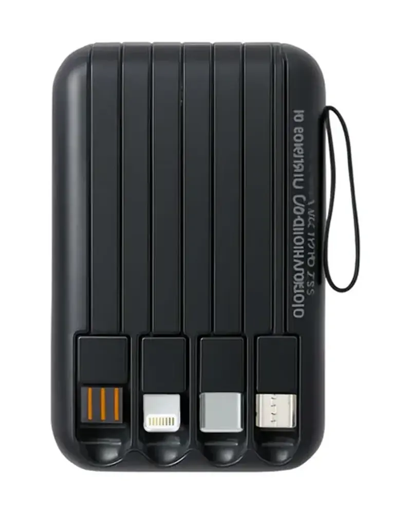 Power bank de 20.000 mAh con linterna LED y cables integrados, foto 1 de 3