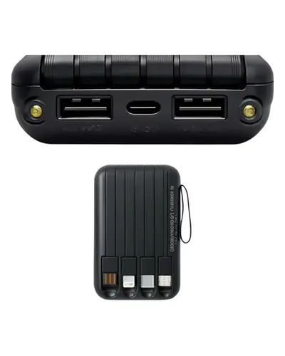 Power bank de 20.000 mAh con linterna LED y cables integrados, foto 2 de 3