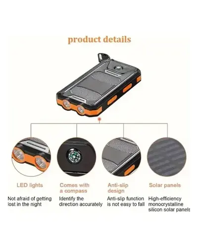 Power bank solar de 10.000 mAh resistente al agua, foto 4 de 4